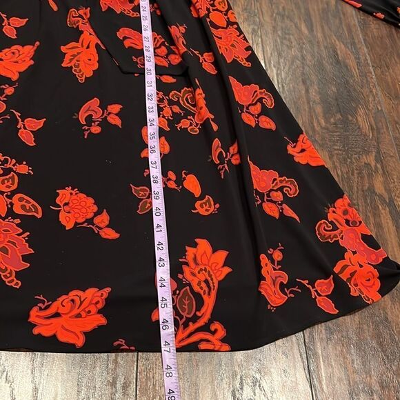 Tory Burch - Black & Red Floral Maxi Dress W/ Neckline Bow Sz M in EUC - Picture 7 of 11
